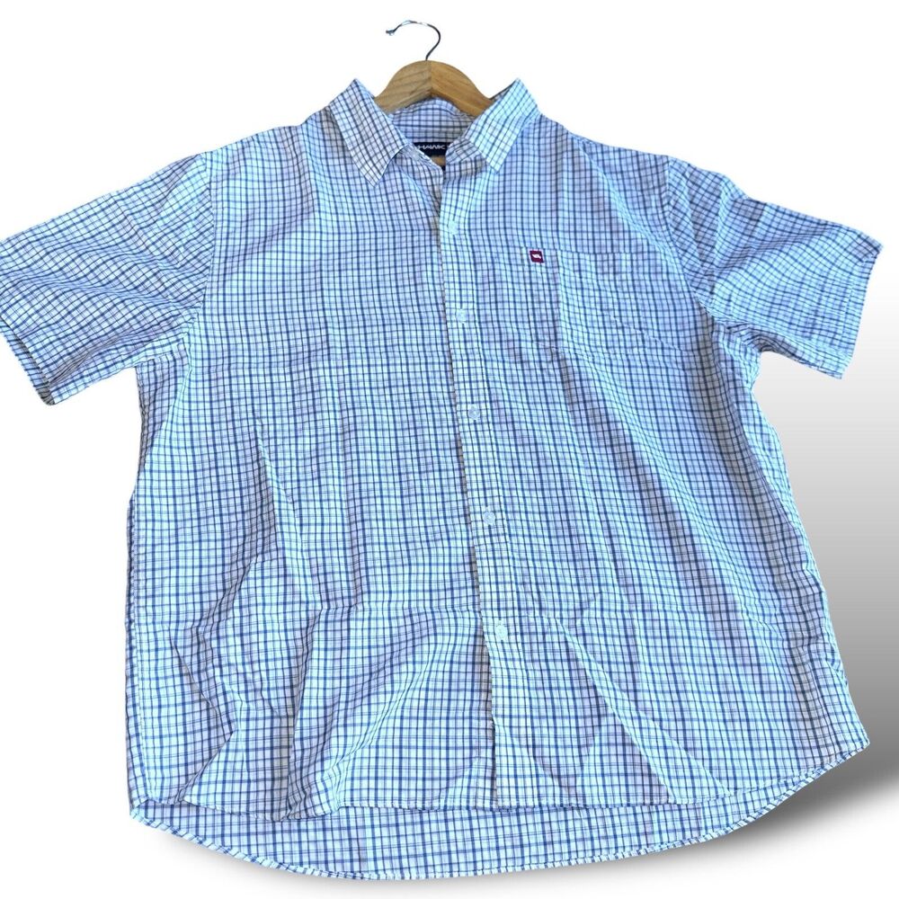 Vintage Tony Hawk Mens XL 90s Plaid Blue White Button Down Casual Skate Top